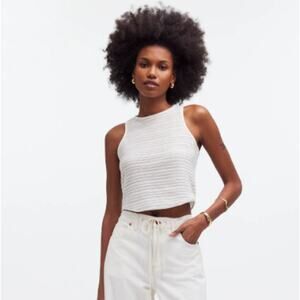 Madewell Crochet-Knit Cutaway Tank Top White Women's Size Small Summer Neutral